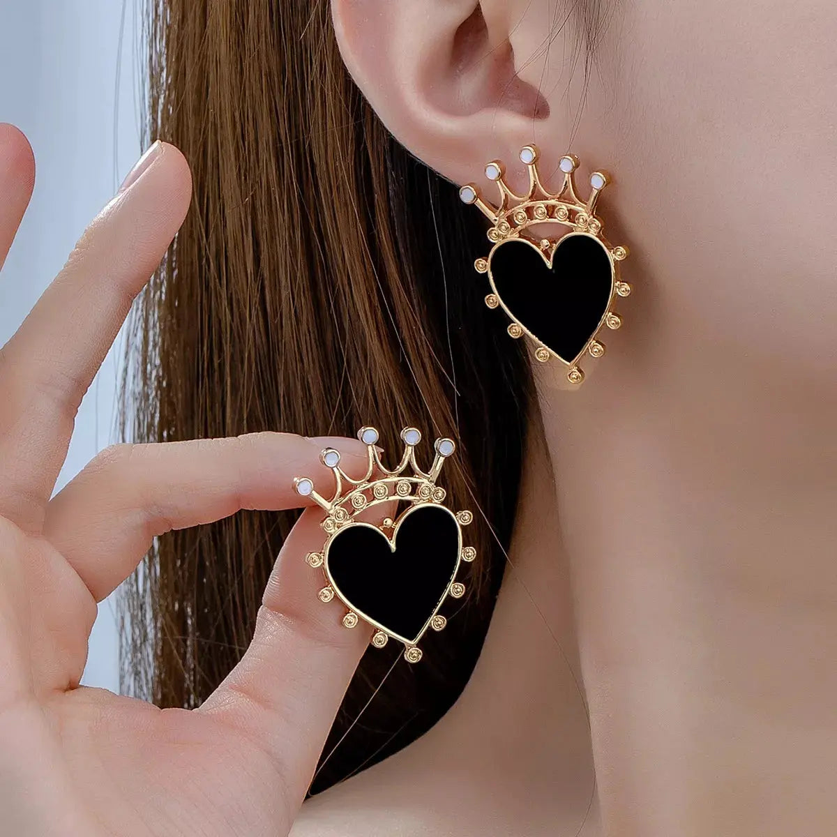 Crown Heart Stud Earrings by Partner Label