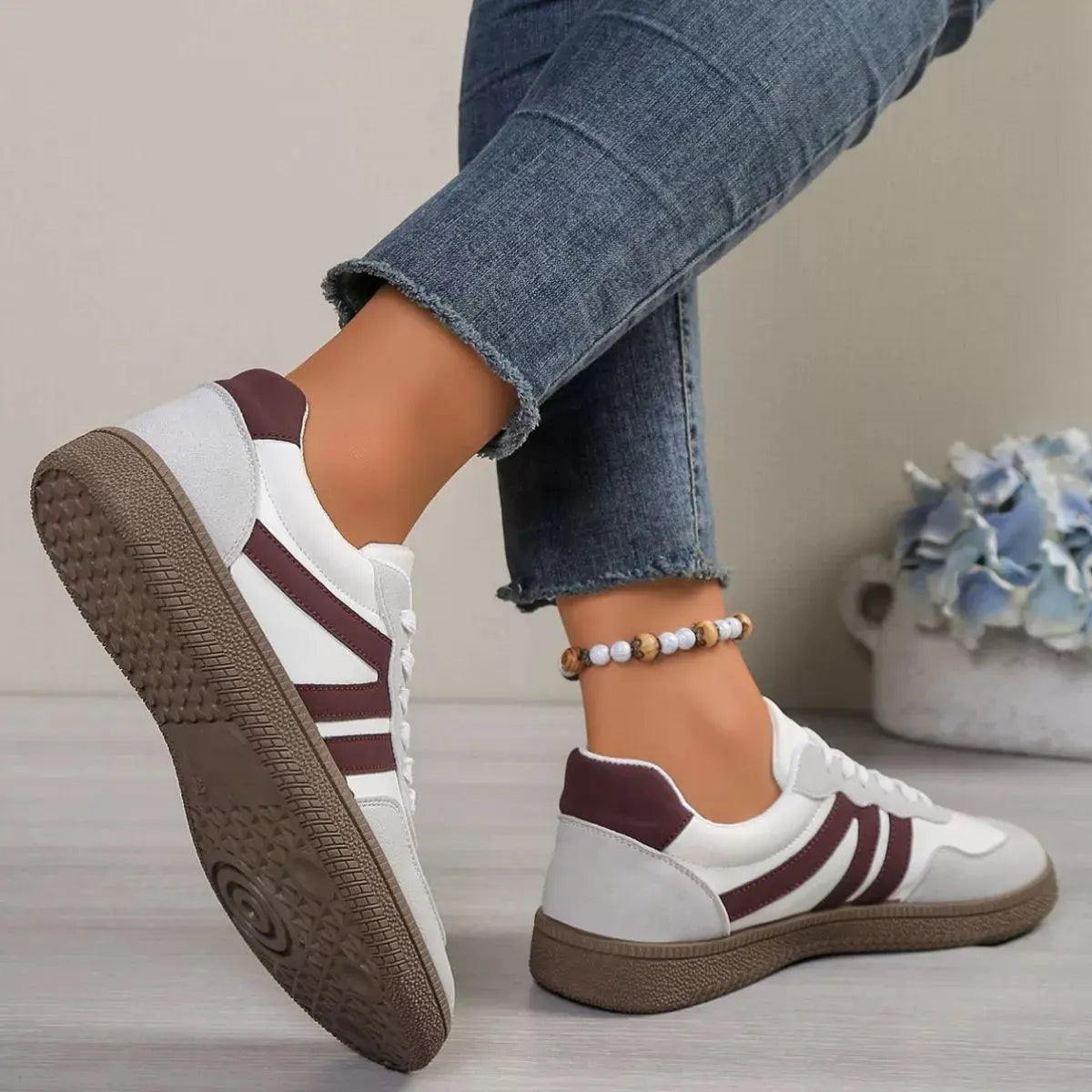 Striped Lace‑Up Casual Sneakers | Partner Labels Selection by Partner Label