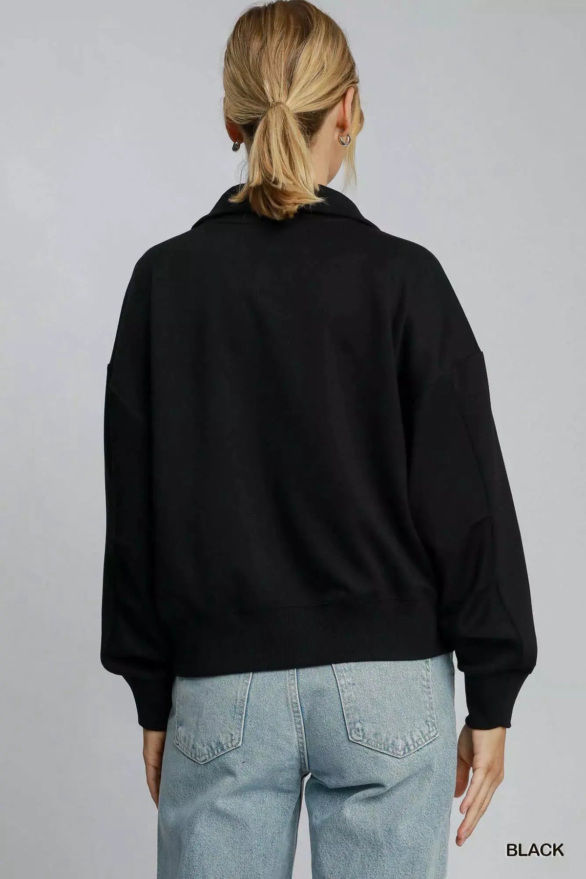 Umgee Half Zip Drop Shoulder Sweatshirt by Umgee