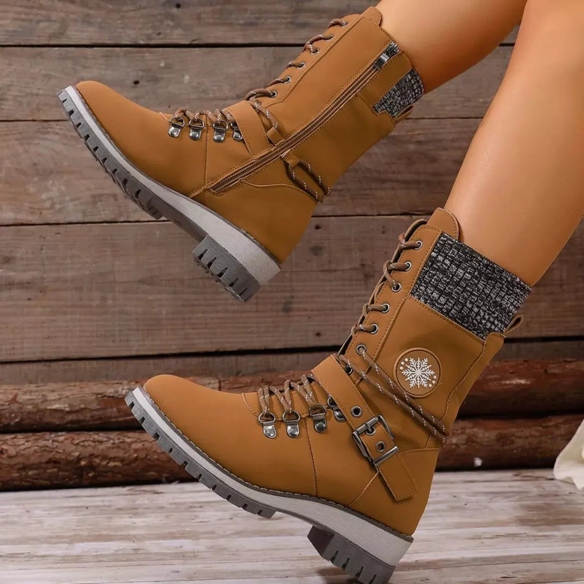 Lace-Up Ankle Combat Boots by Partner Label