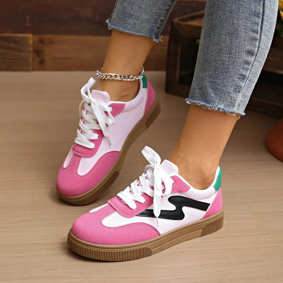 Round Toe Lace Up Sneakers by Partner Label