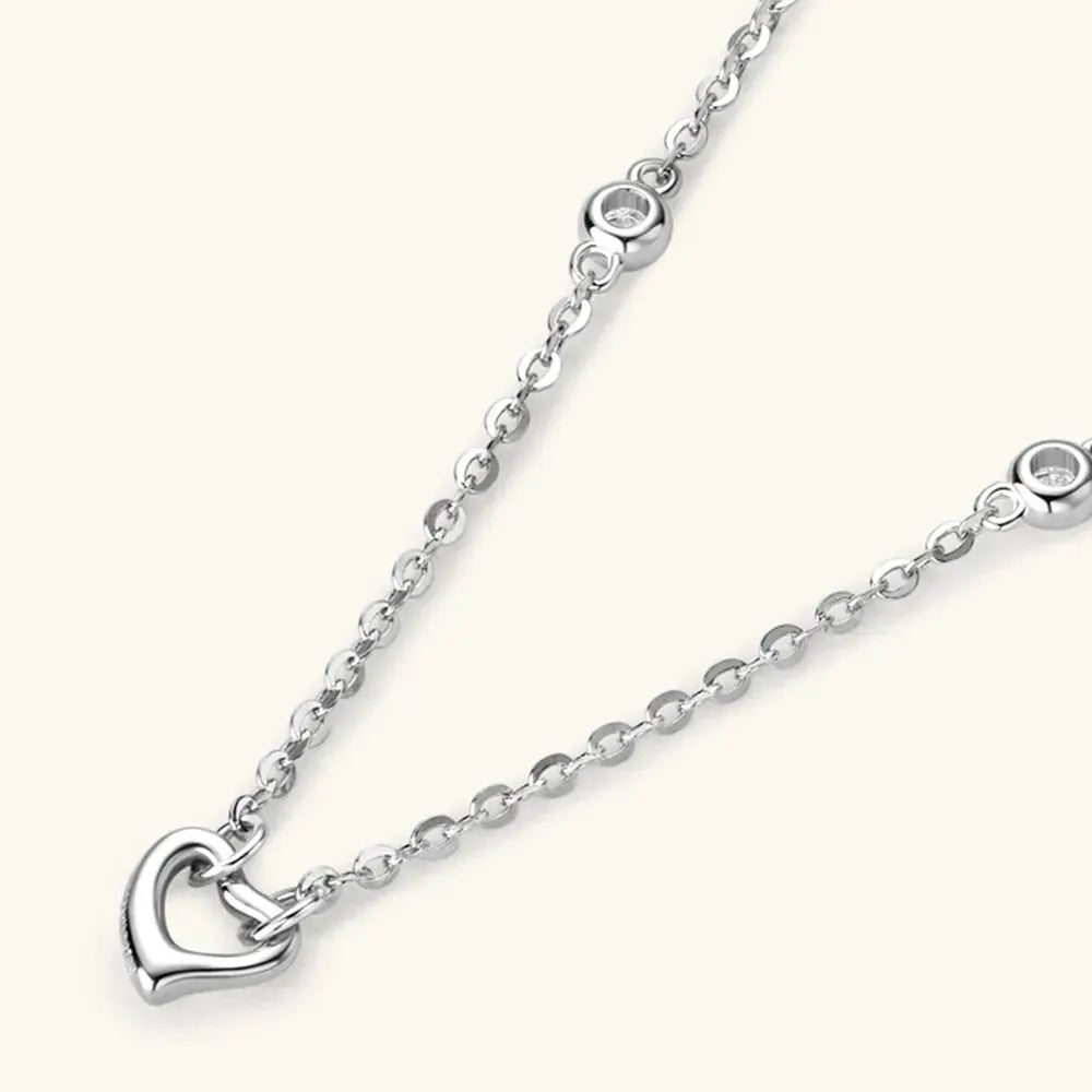 Moissanite 925 Sterling Silver Heart Necklace by Partner Label