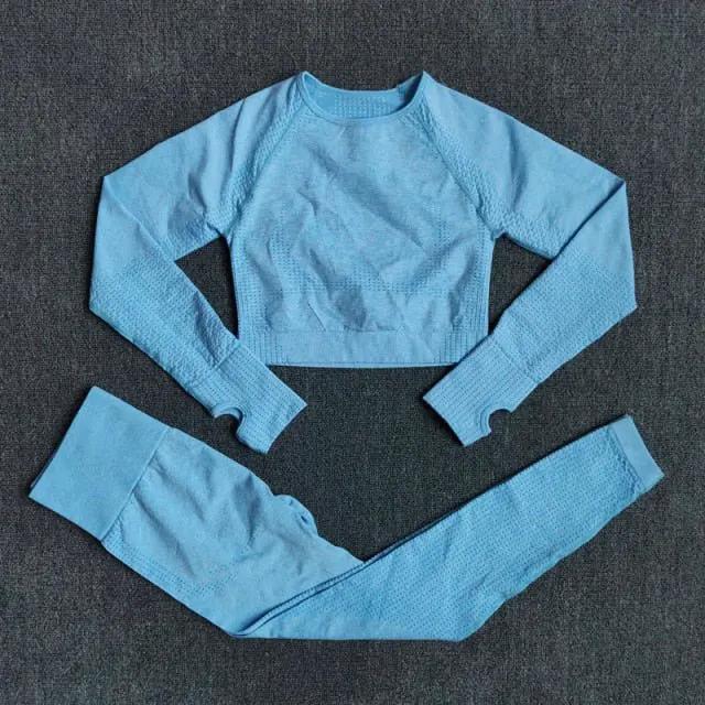 2/3/5PCS Seamless Women Yoga Set Workout Sportswear Gym Clothing Fitness Long Sleeve Crop Top High Waist Leggings Sports Suits by Vimost Shop