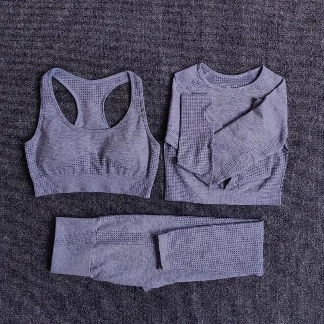 2/3/5PCS Seamless Women Yoga Set Workout Sportswear Gym Clothing Fitness Long Sleeve Crop Top High Waist Leggings Sports Suits by Vimost Shop
