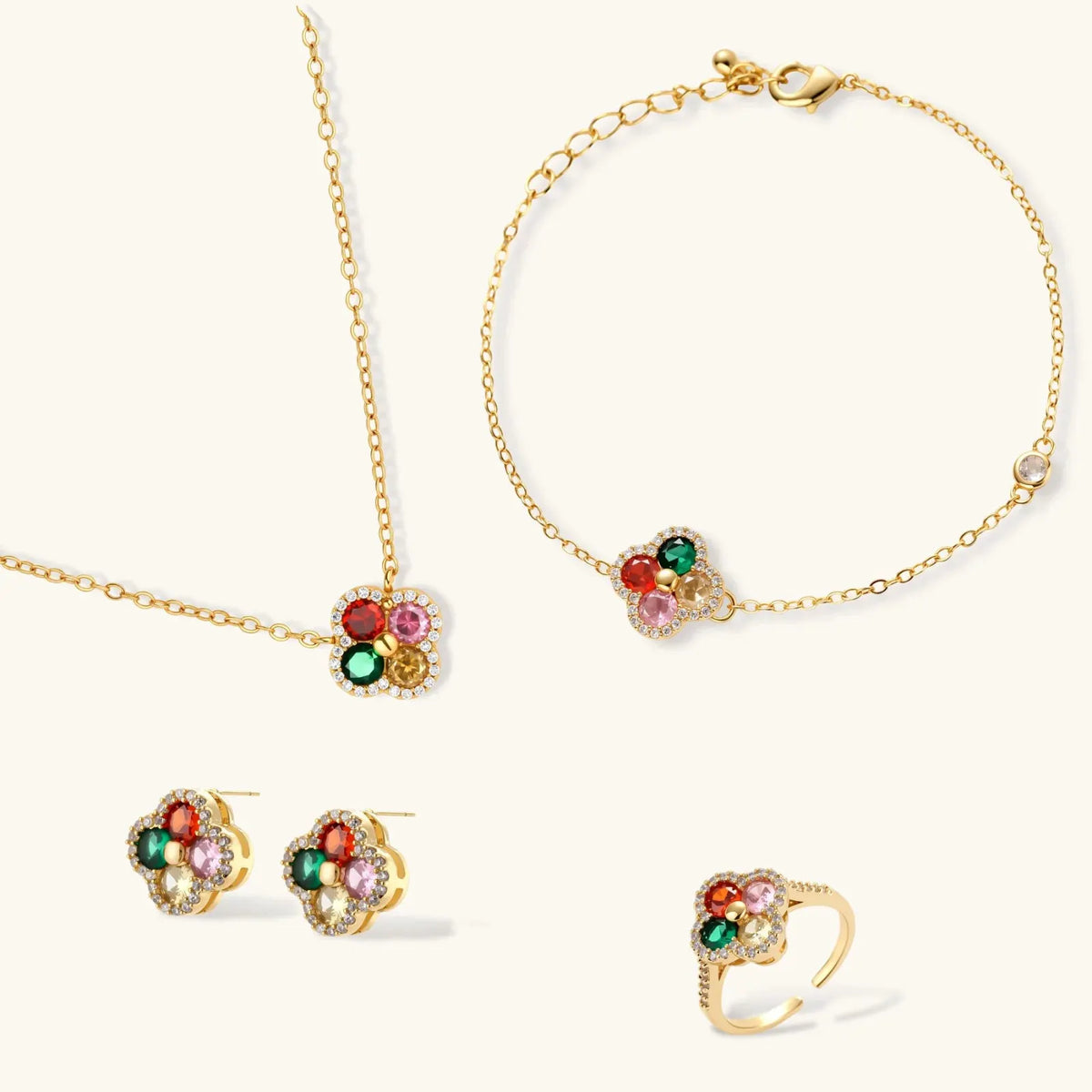 Lucky Clover Jewelry Set by Equanimity Essence.
