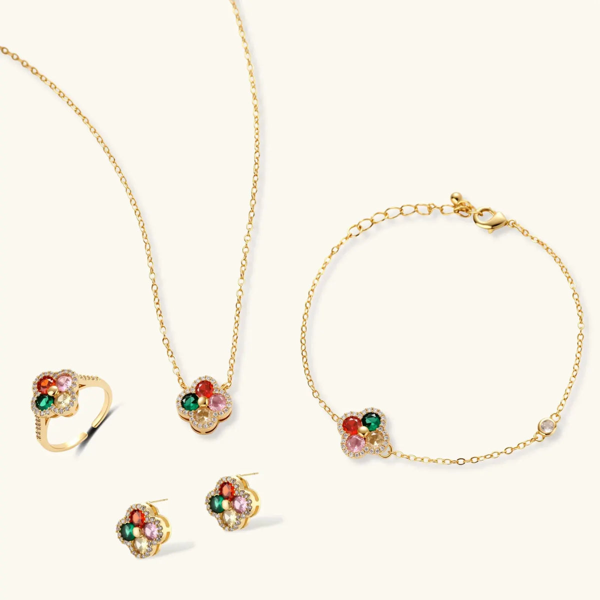 Lucky Clover Jewelry Set by Equanimity Essence.
