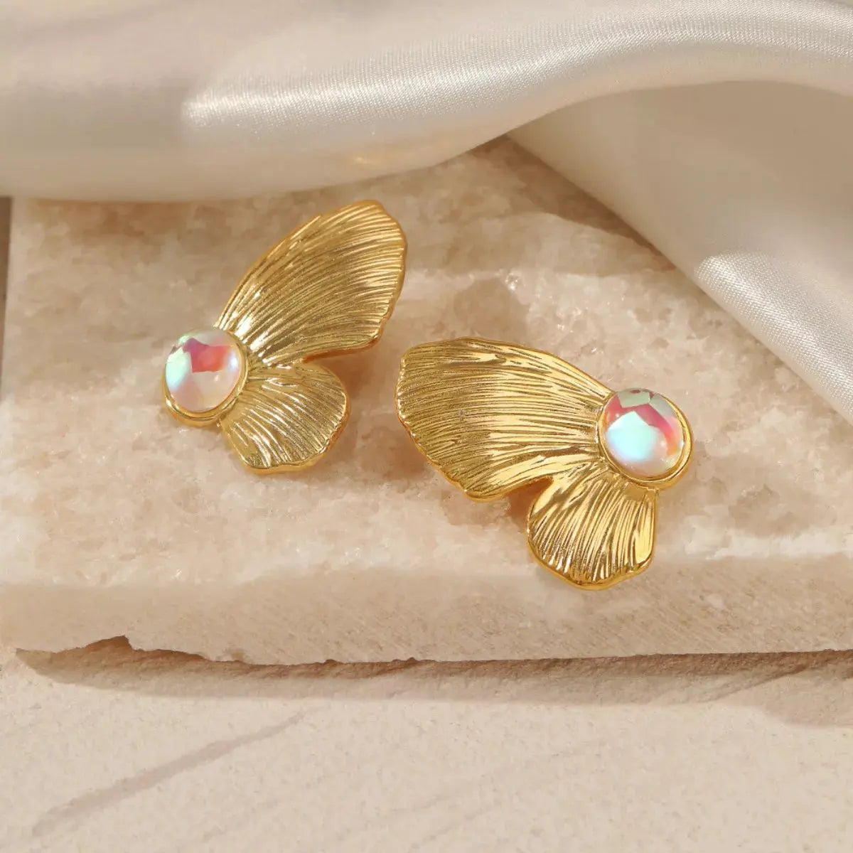 18K Gold-Plated Butterfly Wing Earrings by Partner Label