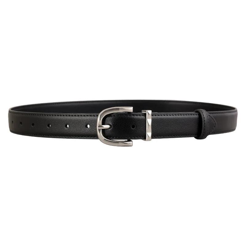 Classic Leather Skinny Belt by Trendsi
