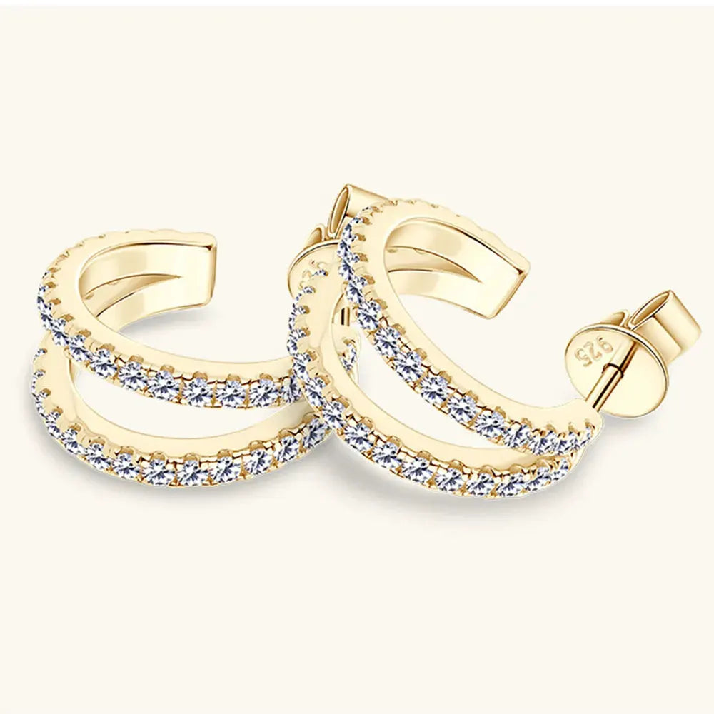 Moissanite 925 Sterling Silver C-Hoop Earrings by Partner Label