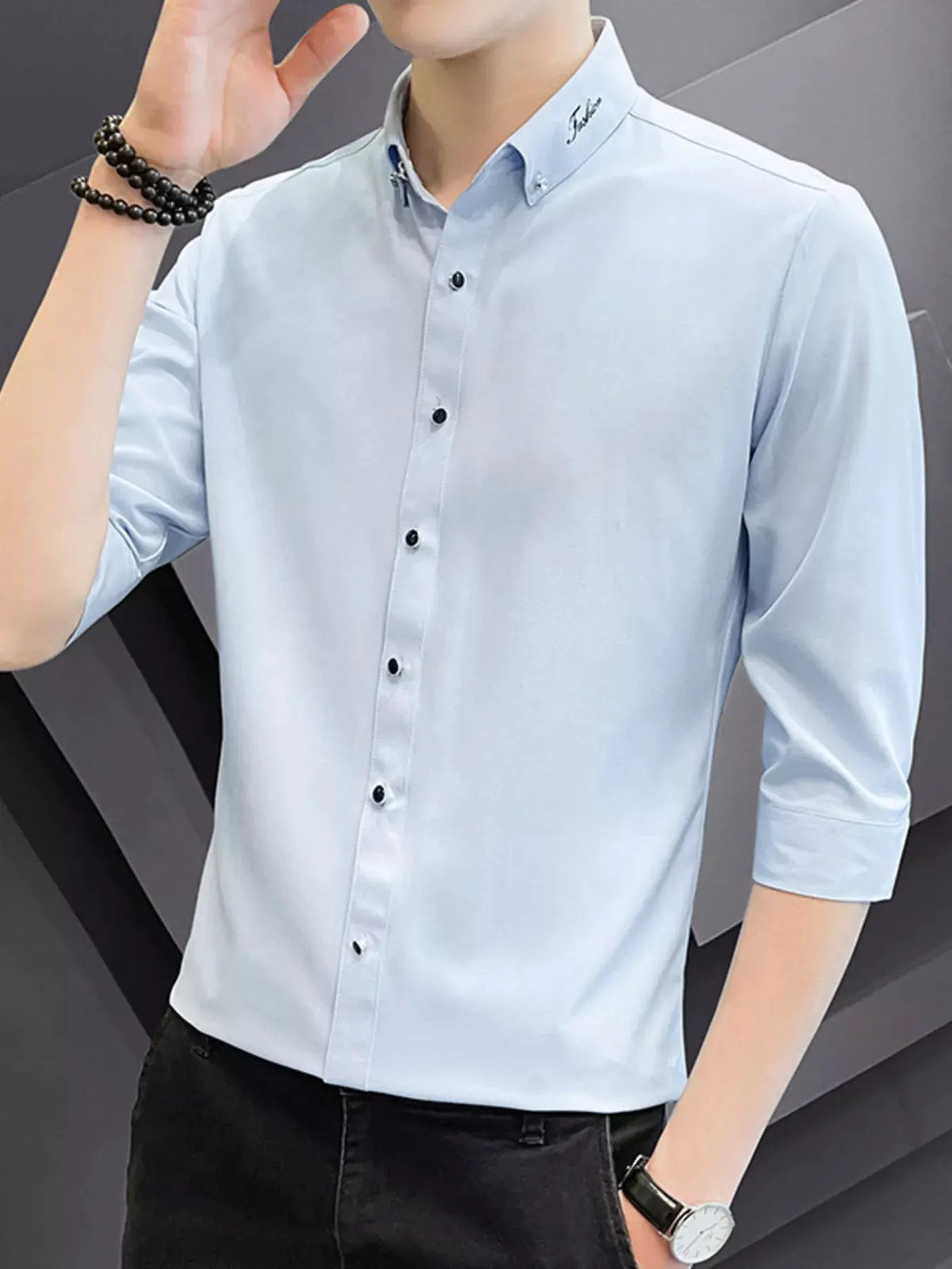Men's Button Up Slim Fit Casual Shirt by Trendsi