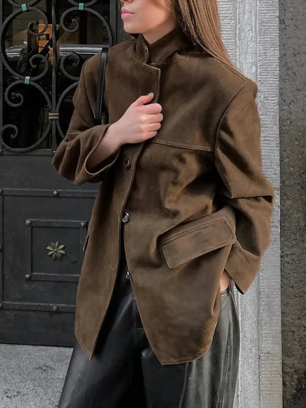 Lapel Collar Button Up Jacket by Partner Label