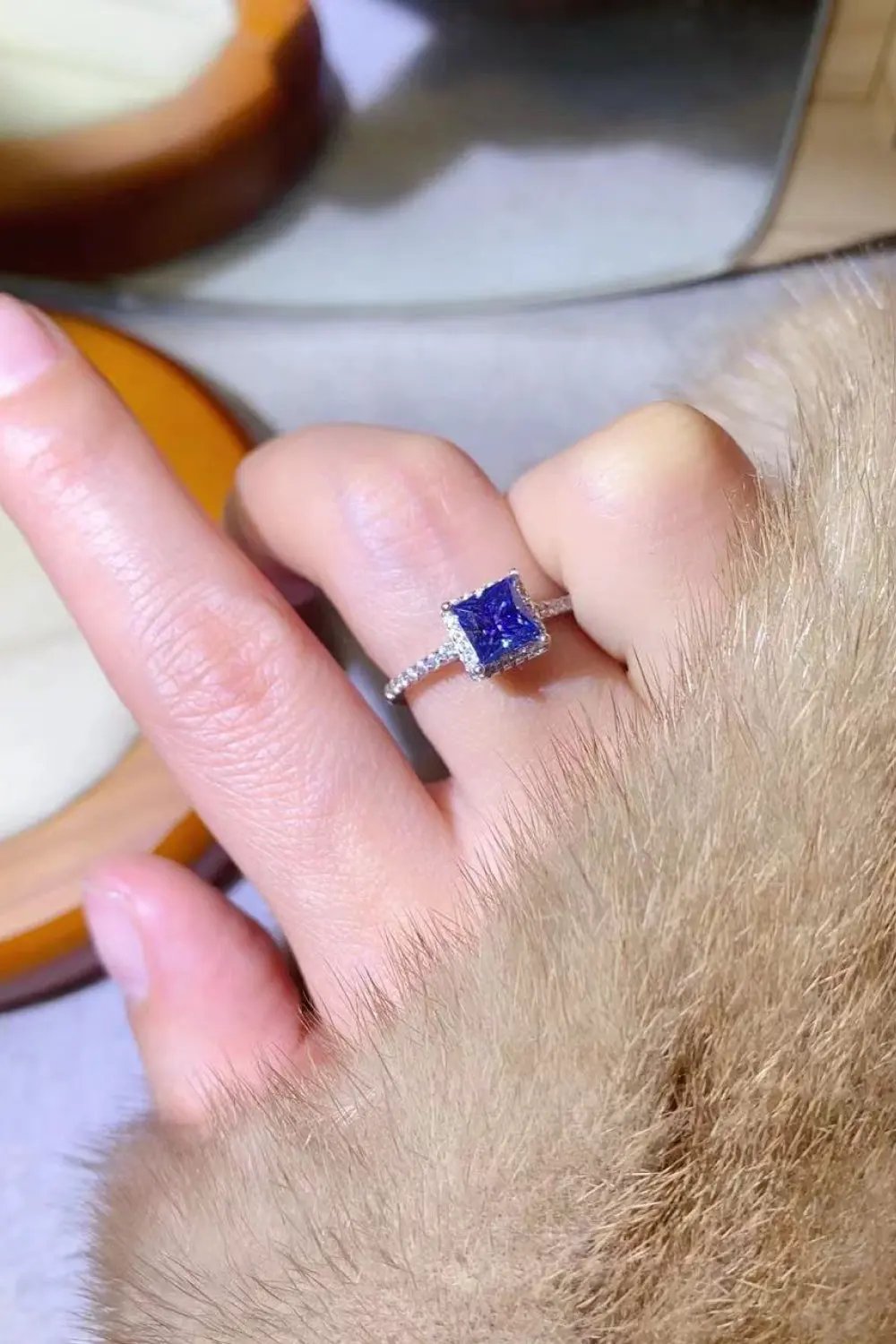 1 Carat Moissanite 925 Sterling Silver Square Ring by Partner Label