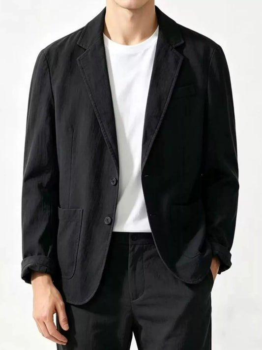 Men's Plus Size Button Up Long Sleeve Blazer by Trendsi