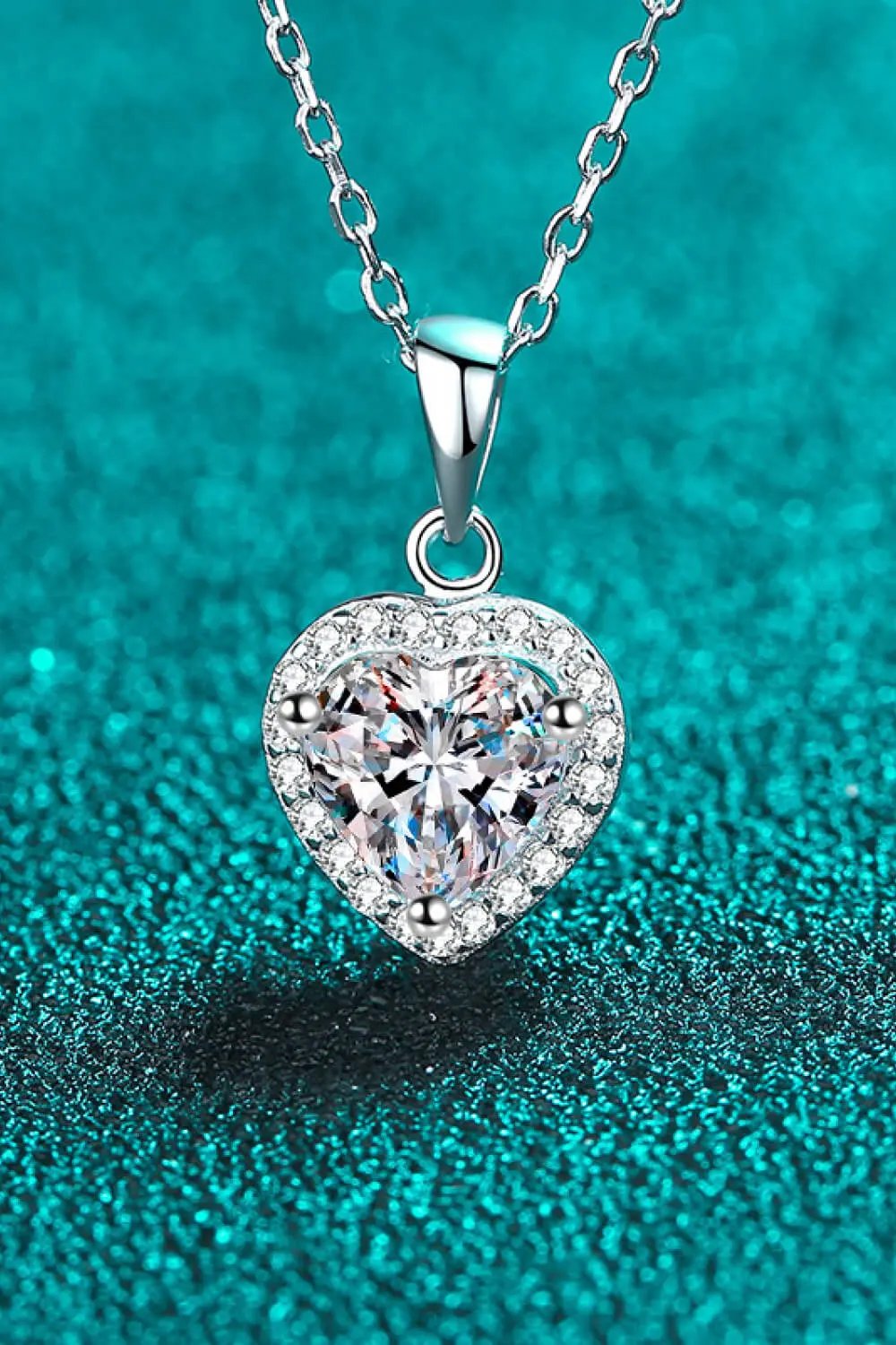 1 Carat Moissanite Heart Pendant Chain Necklace by Partner Labels