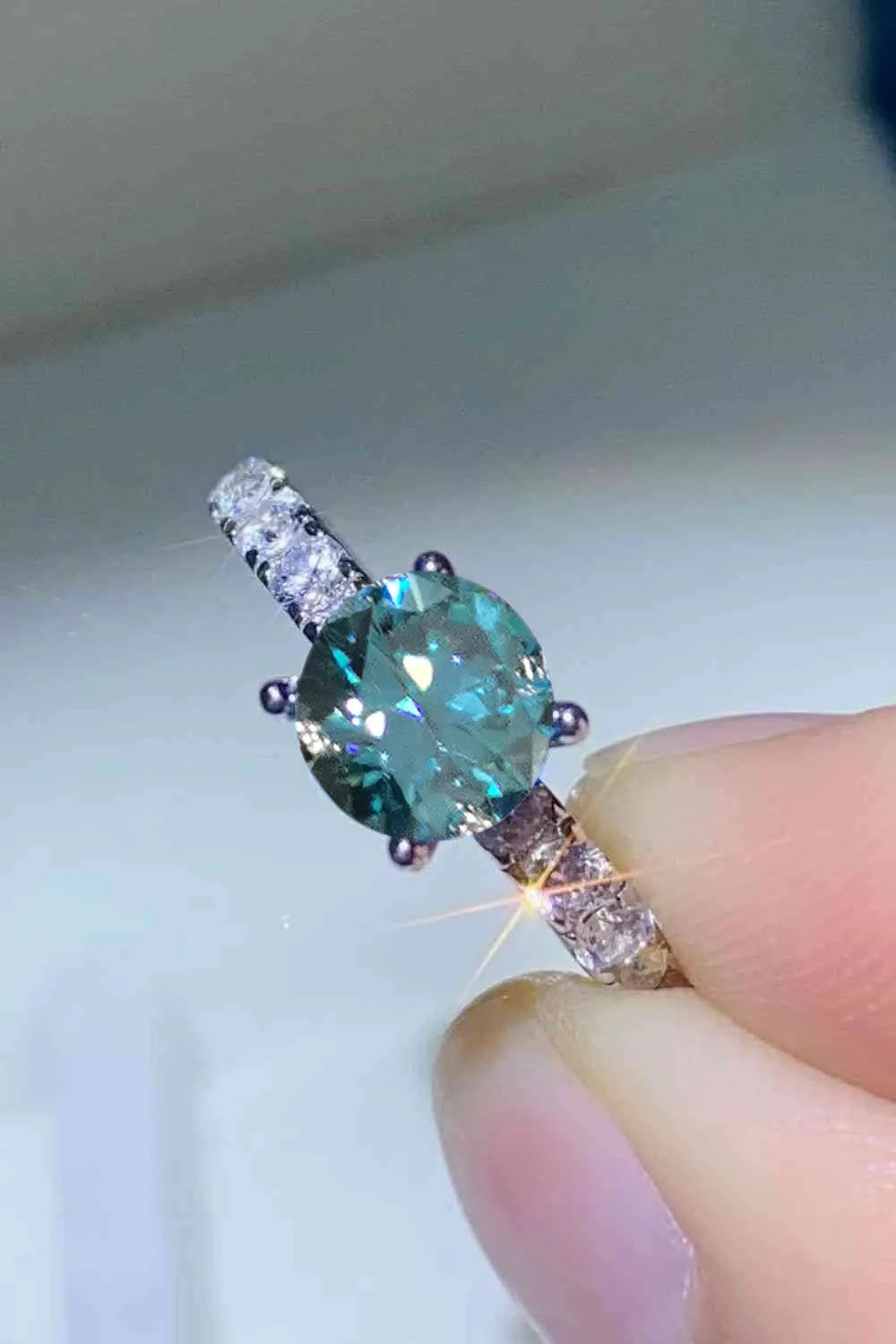 Future Style 1 Carat Moissanite Side Stone Ring by Partner Label
