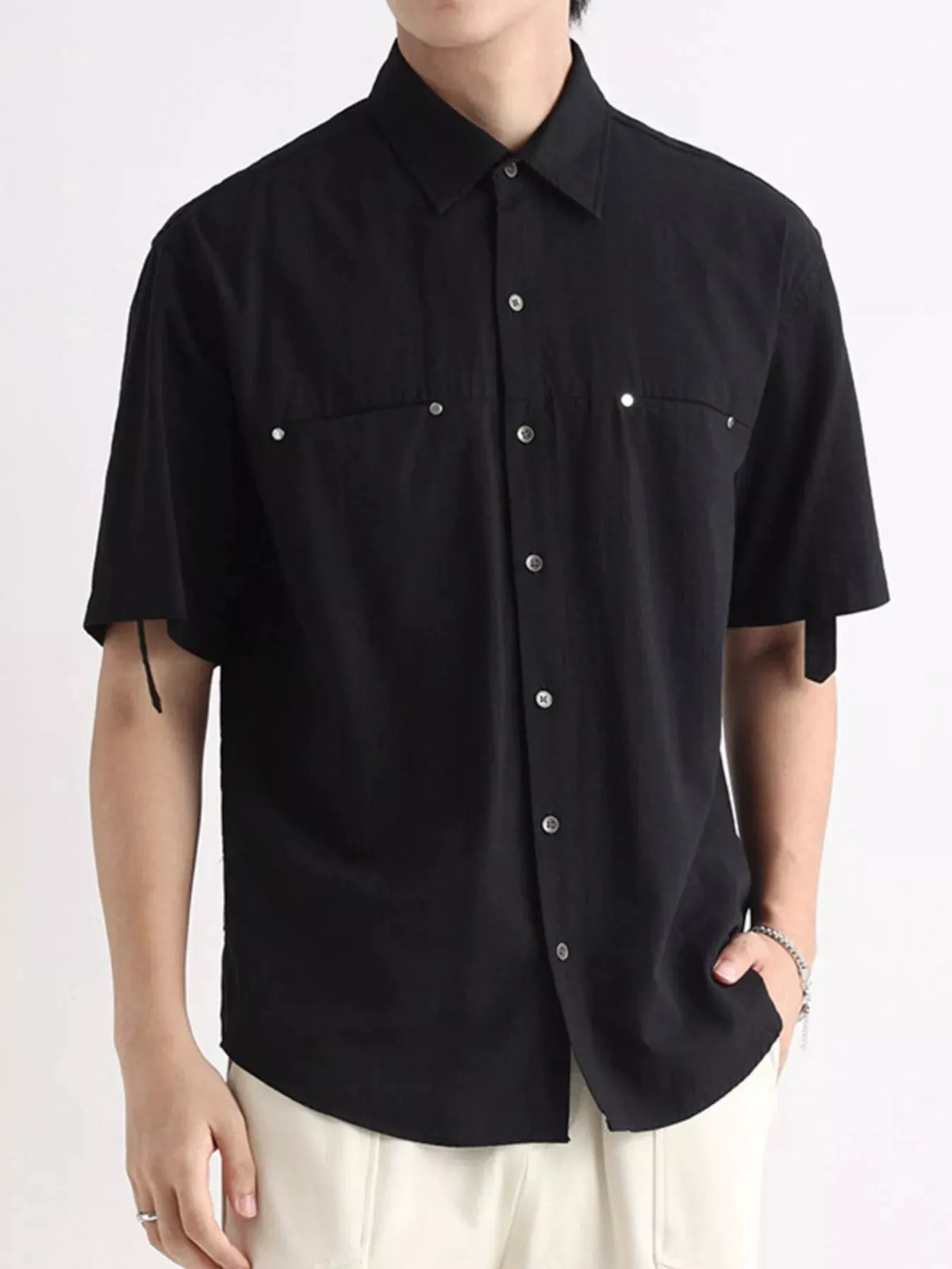 Men's Plus Size Short Sleeve Button-Down Shirt by Trendsi