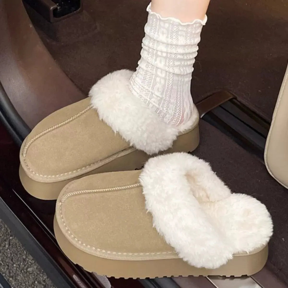 Round Toe Platform Slippers by Partnel Label