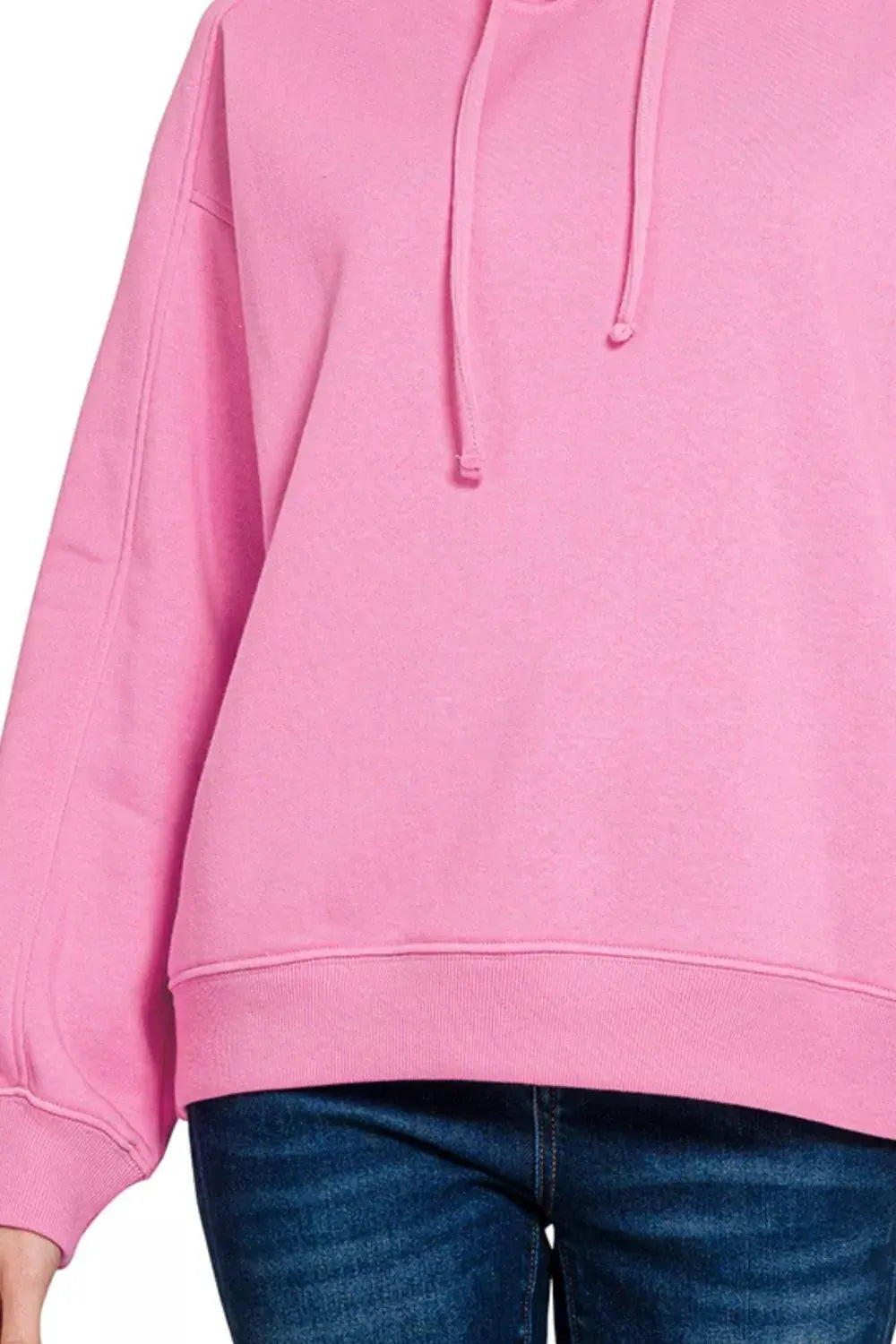 Zenana Drawstring Relaxed Fit Fleece Hoodie by Zenana