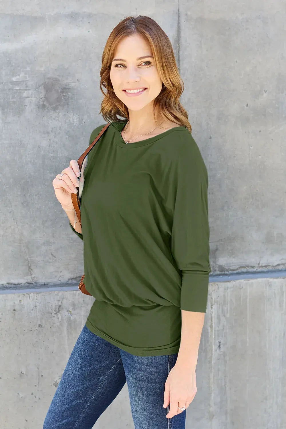Basic Bae Full Size Round Neck Batwing Sleeve Top by Basic Bae