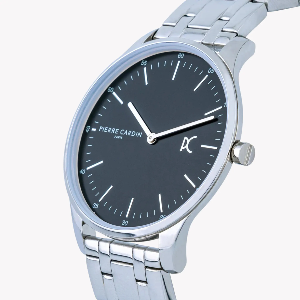 Pierre Cardin Men's Silver Stainless Steel Watch, Black Dial | Cba.4010 by PIERRE CARDIN