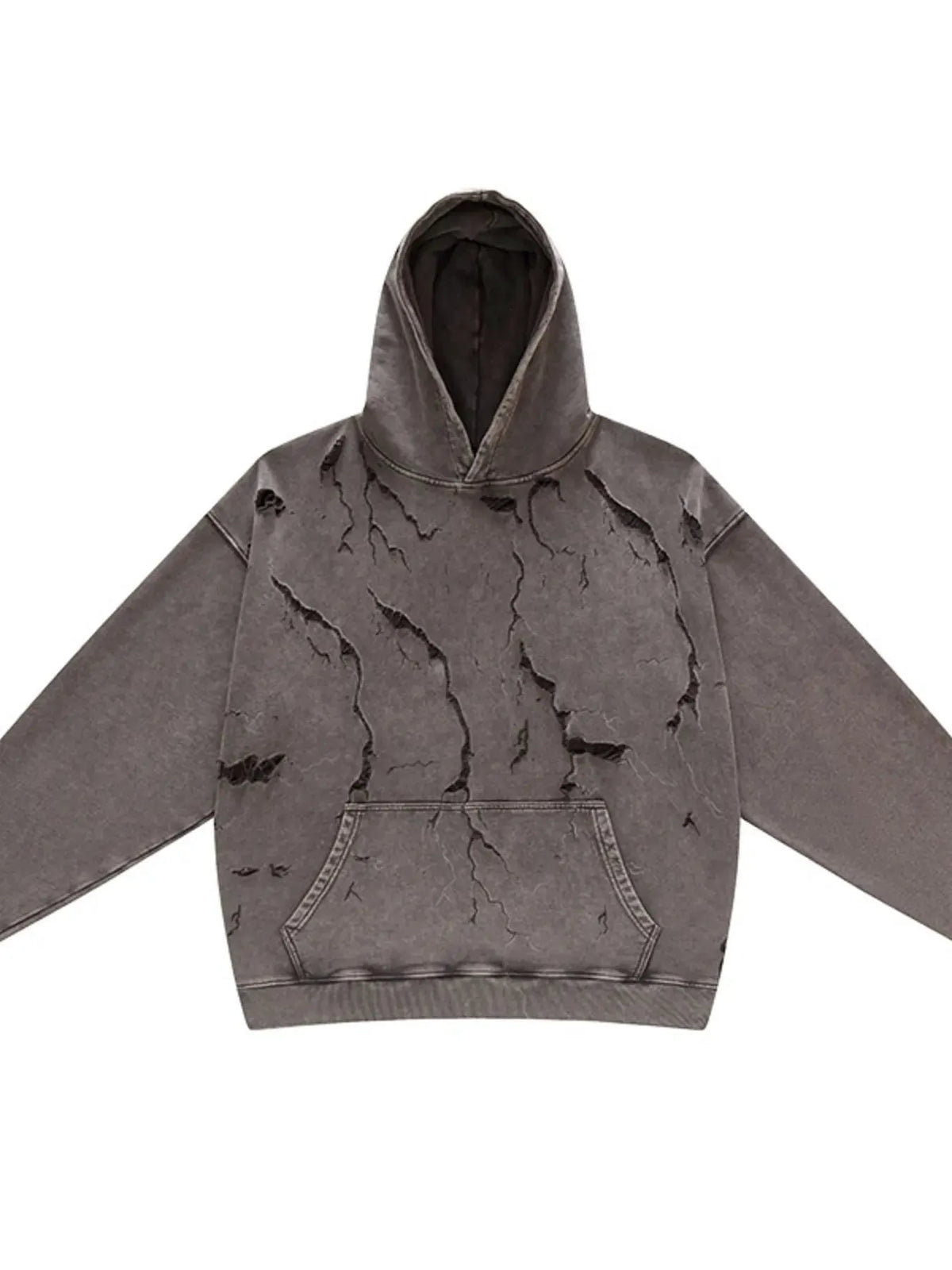 Men's Distressed Long Sleeve Hoodie by Trendsi