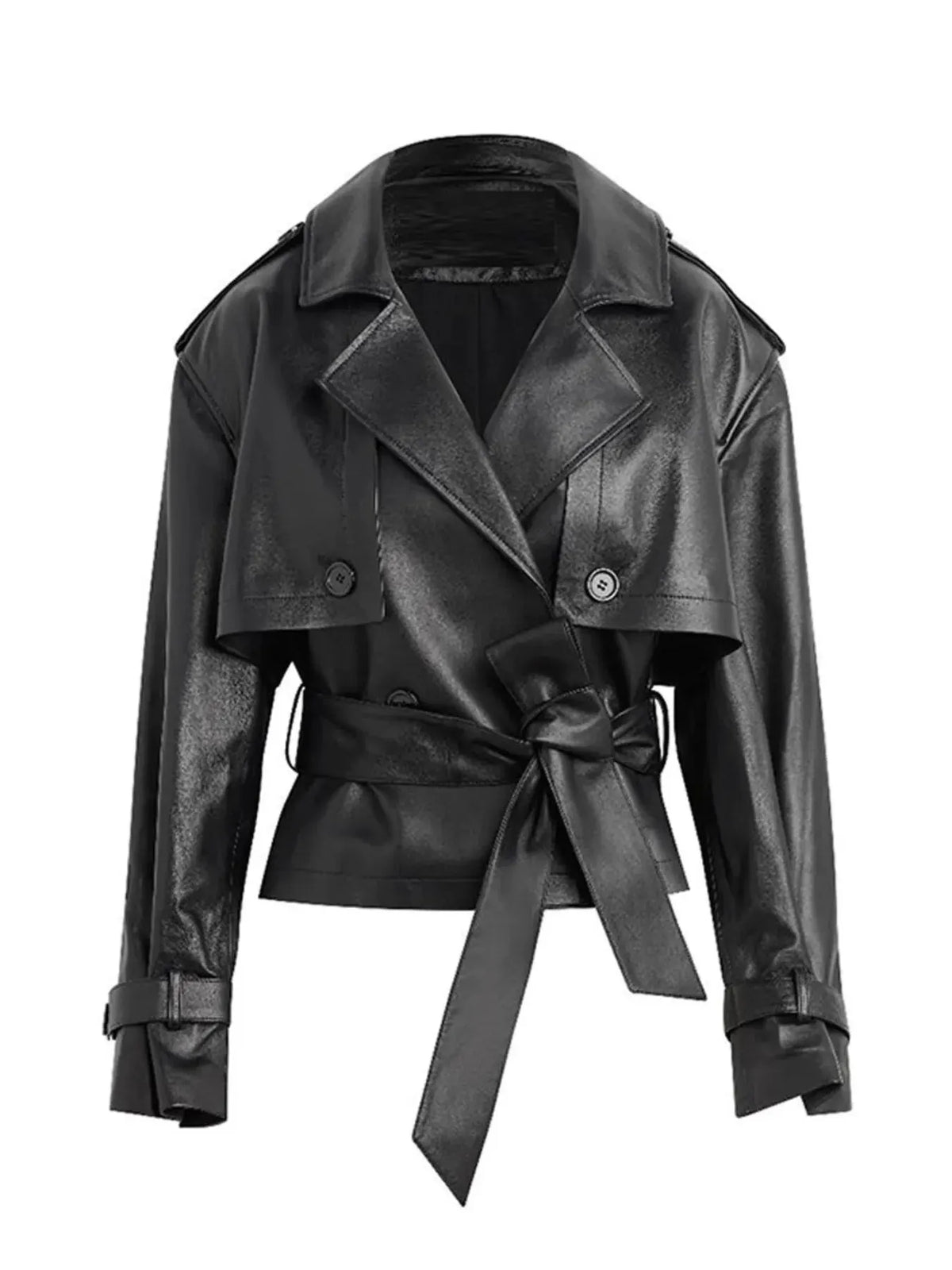 Leather Belted Trench Jacket by Partner Label
