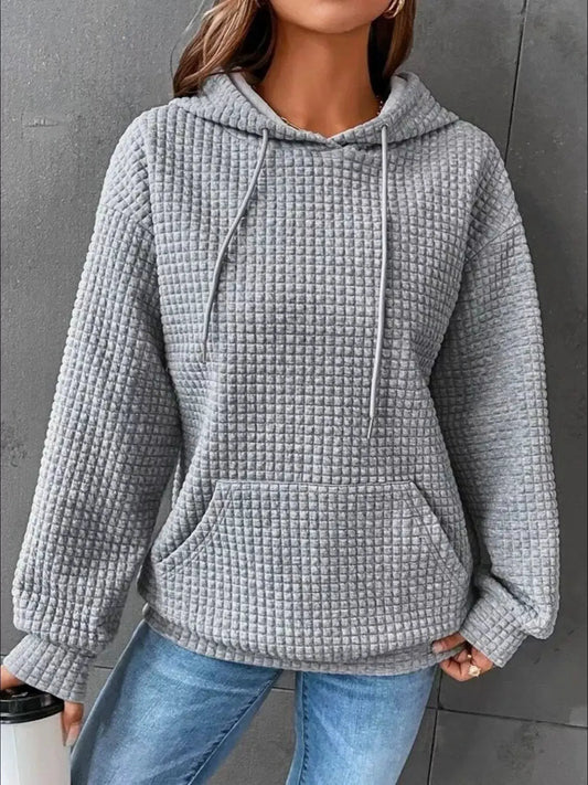 Full Size Textured Kangaroo Pocket Hoodie Plus Size | Partner Labels Selection by Partner Label