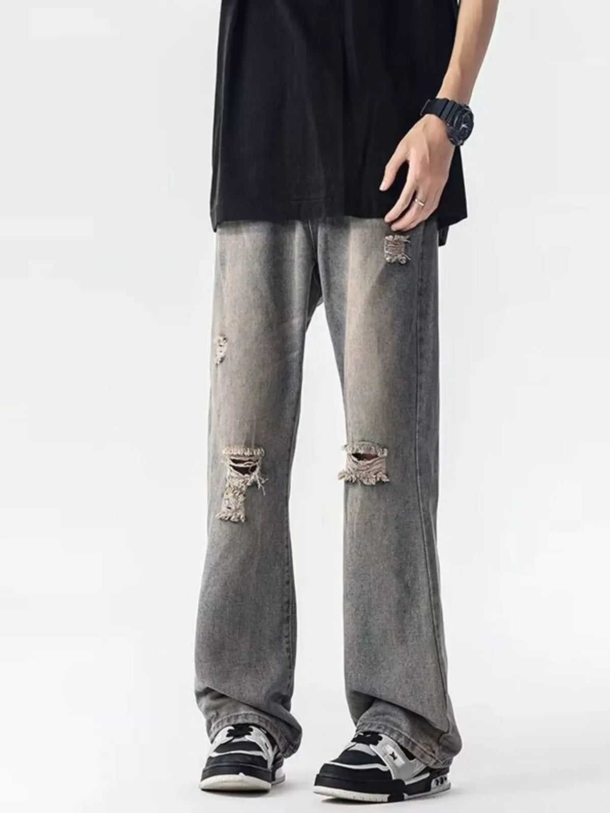 Men's Full Size Distressed Loose Fit Jeans Plus Size by Partner Label