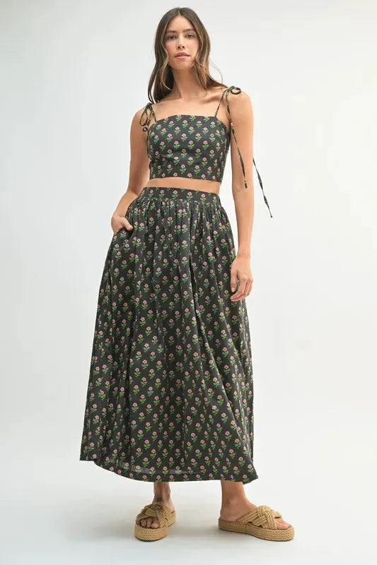 MABLE Floral Crop Top and Skirt Set by MABLE