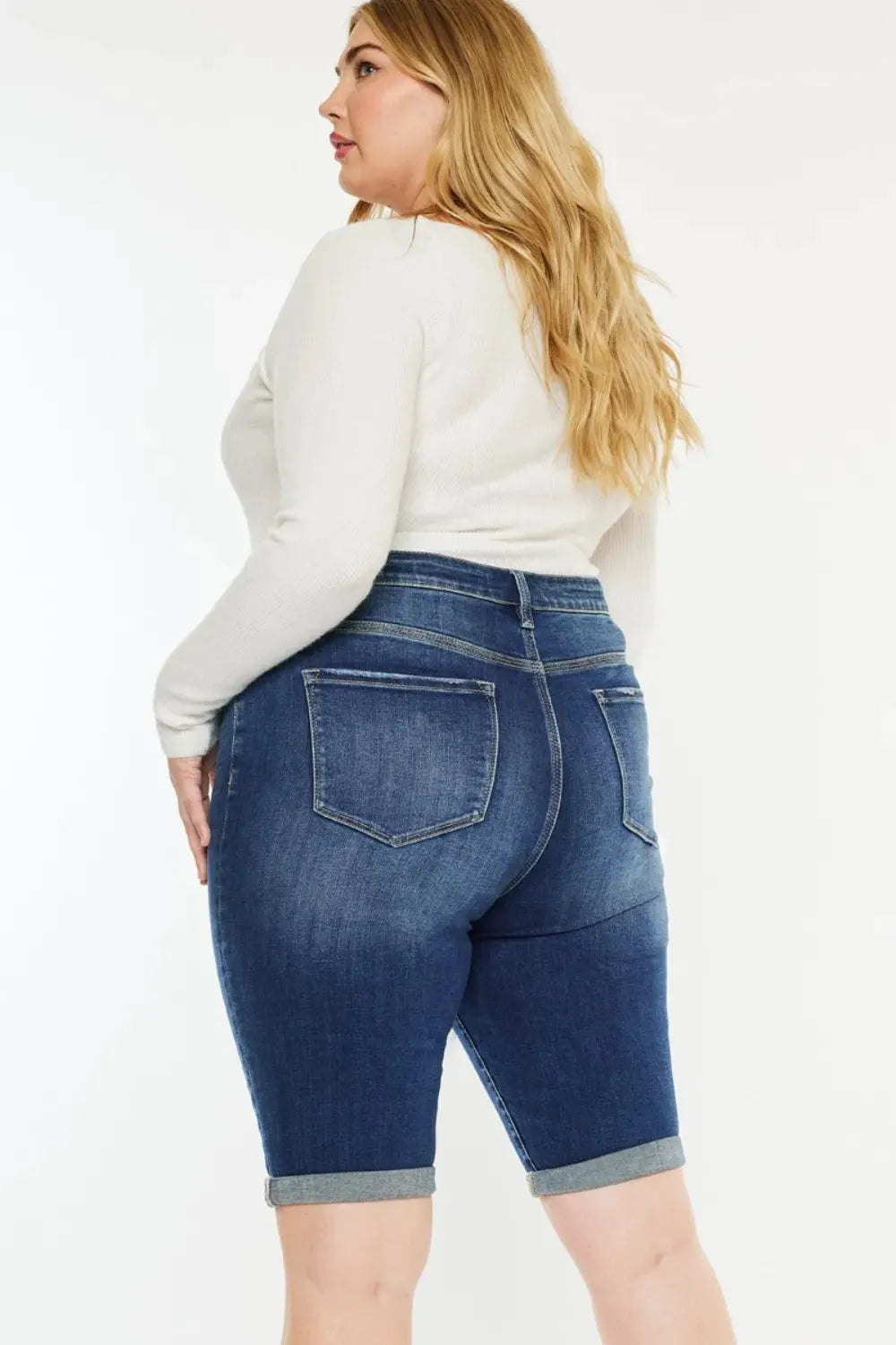 Kancan Full Size Cat's Whiskers Button Fly Denim Shorts by Kancan