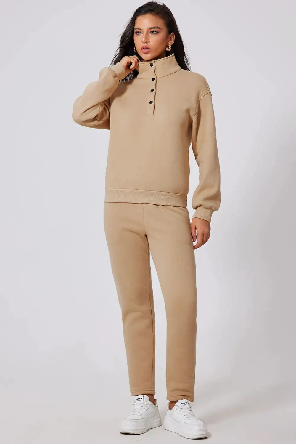 Half Snap Turtleneck Top and Pants Active Set by Partner Label