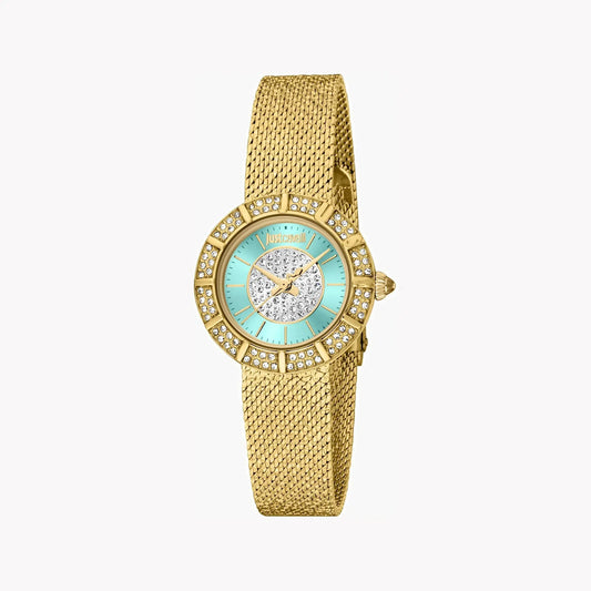 Just Cavalli Women's Gold Stainless Steel Watch, Turquoise Dial | Jc1l253m0065 by JUST CAVALLI