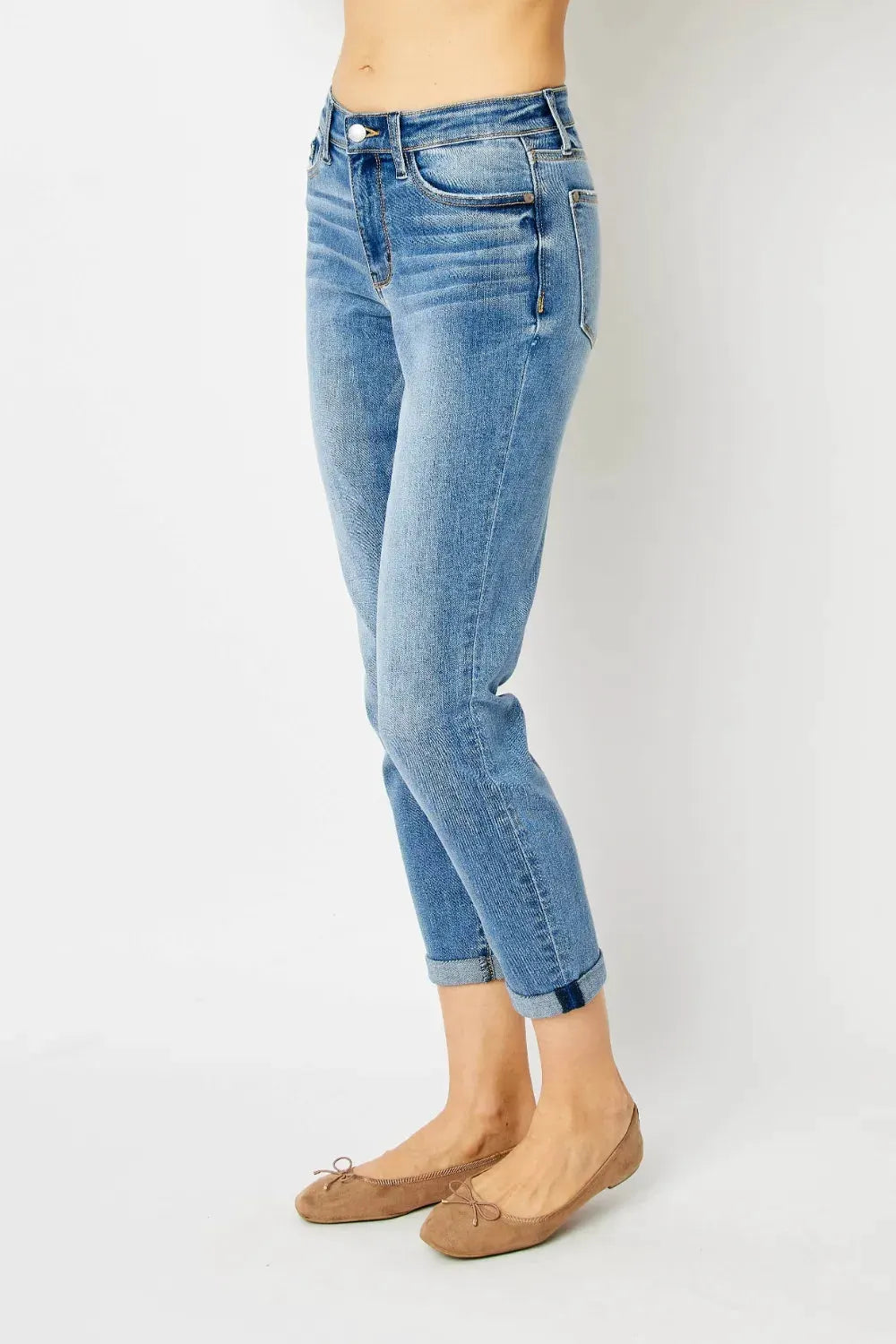 Judy Blue Full Size Cuffed Hem Slim Jeans by Judy Blue