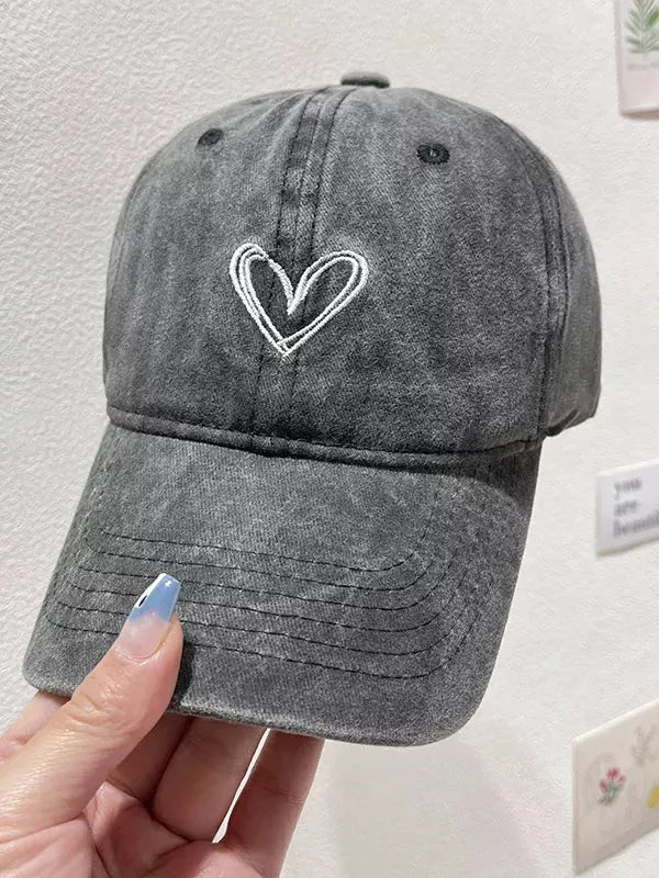 Washed Heart Embroidered Baseball Cap by Partner Label