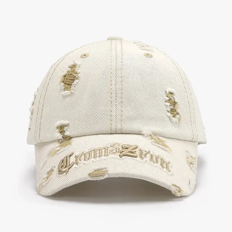 Distressed Letter Embroidered Baseball Cap by Partner Label