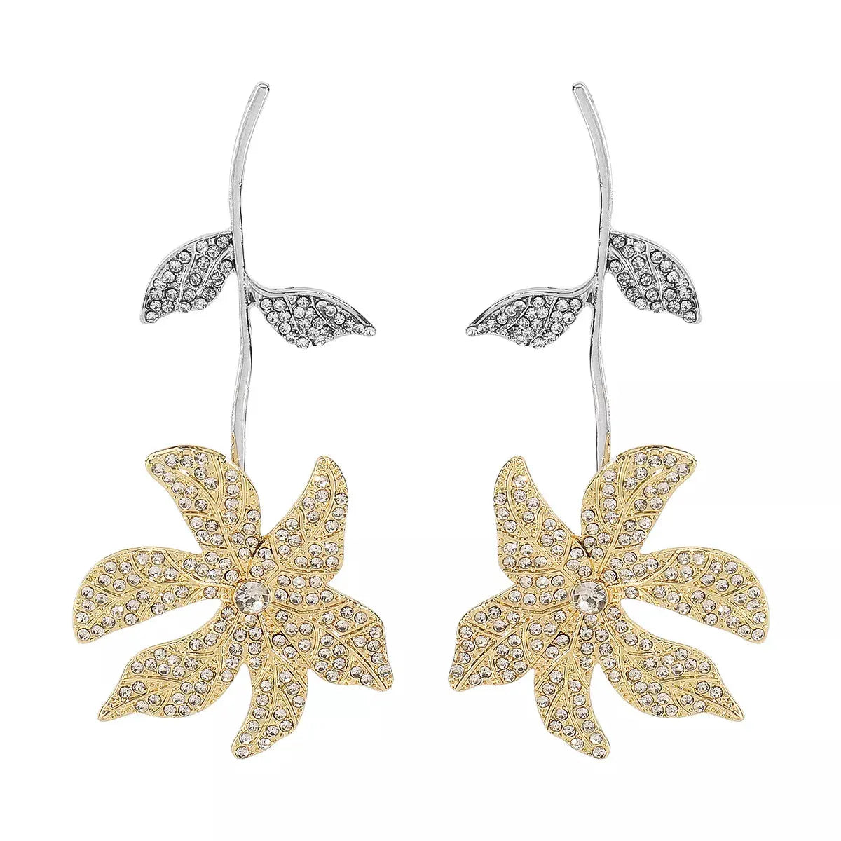 Rhinestone Flower Dangle Earrings by Partner Label
