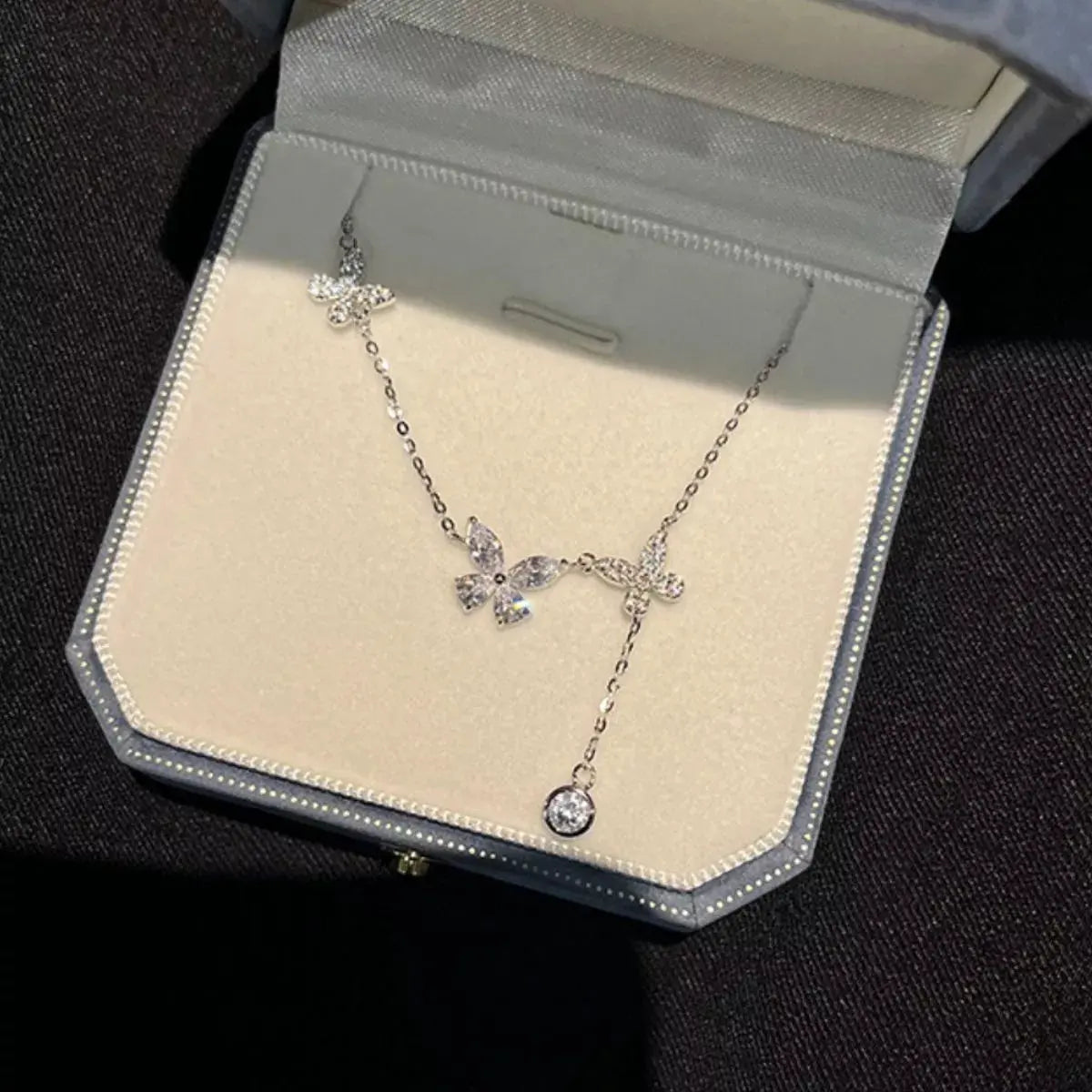 925 Sterling Silver Zircon Butterfly Necklace by Partner Labels