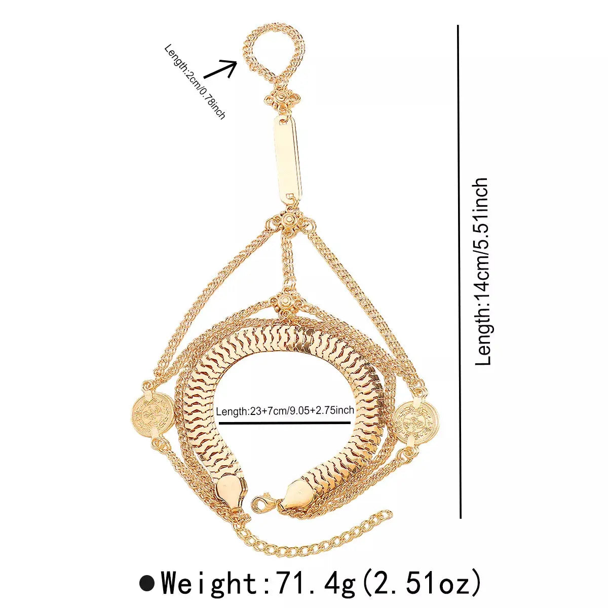 Multi Layered Chain Bracelet with Finger Ring by Partner Label