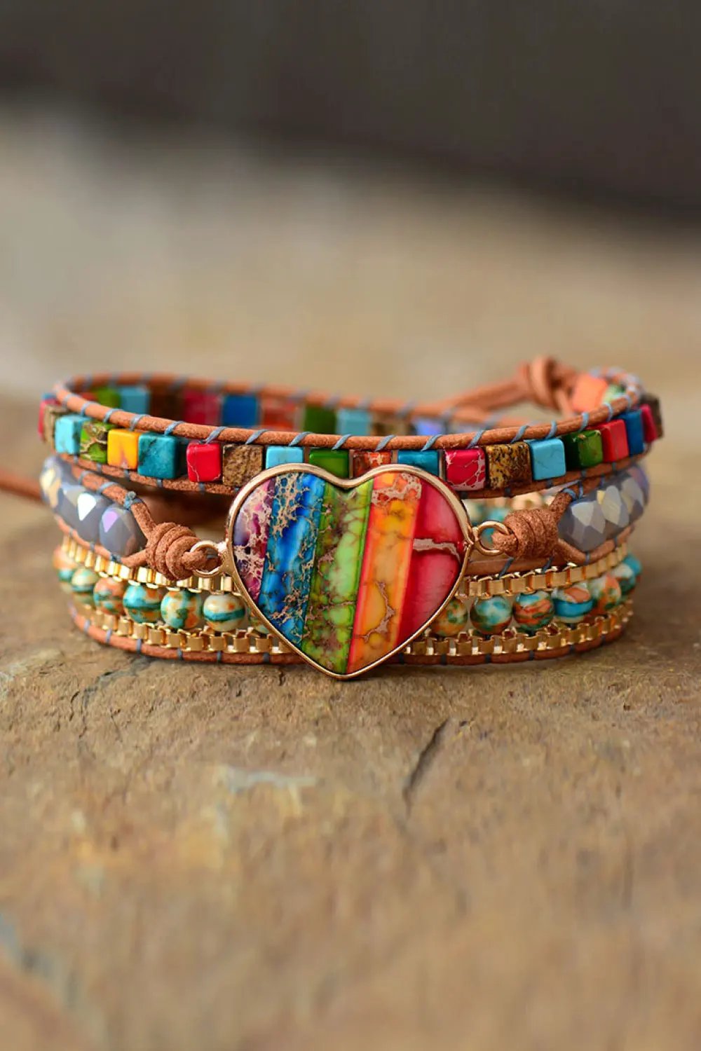 Imperial Jasper & Crystal Layered Bracelet by Partner Label