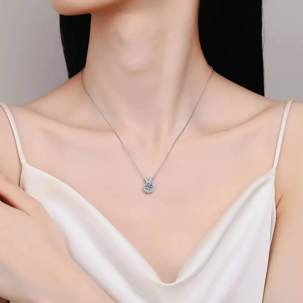 1 Carat Moissanite Rabbit Ears Shape Pendant Necklace by Partner Label