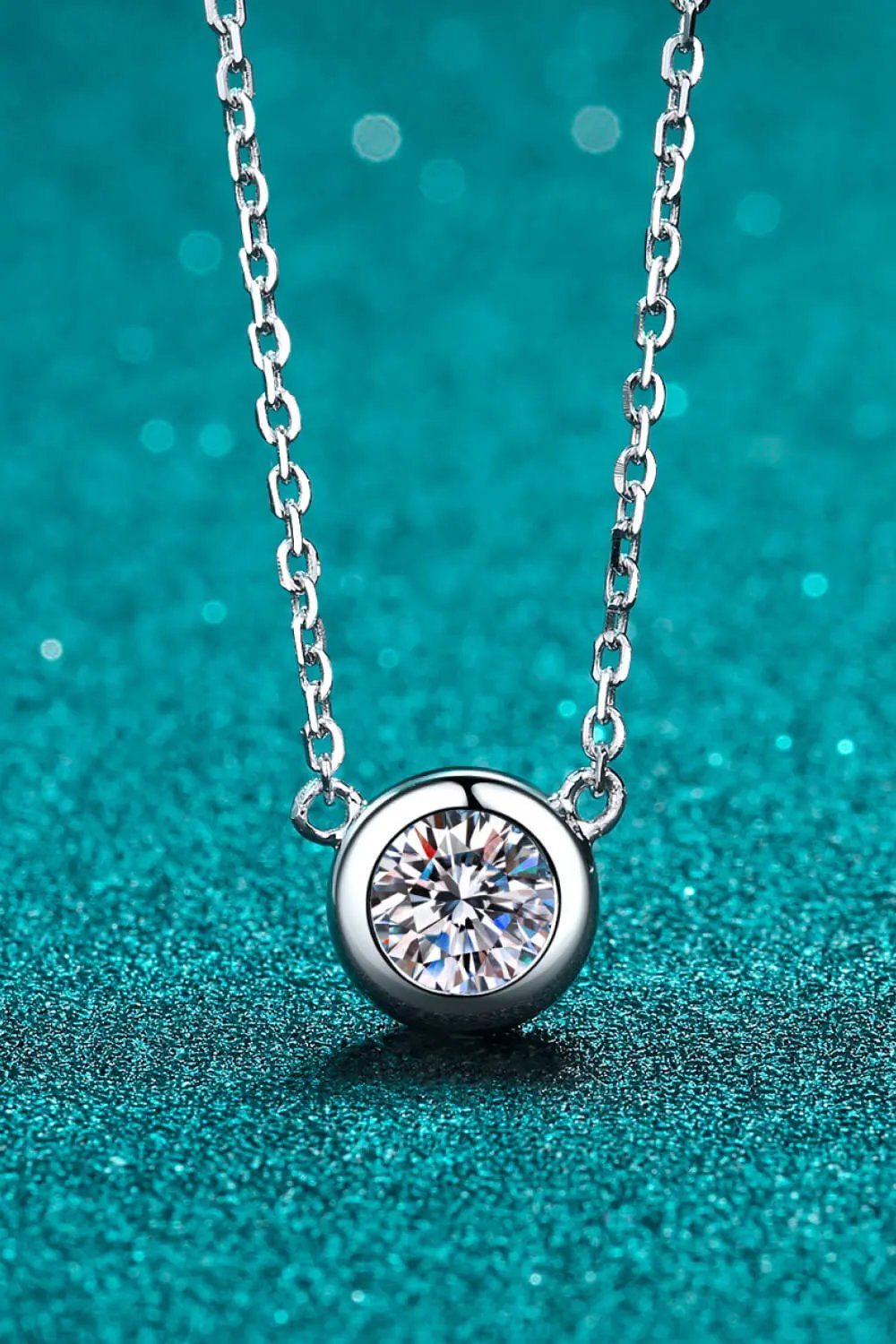 Moissanite Round Pendant Chain Necklace by Partner Labels