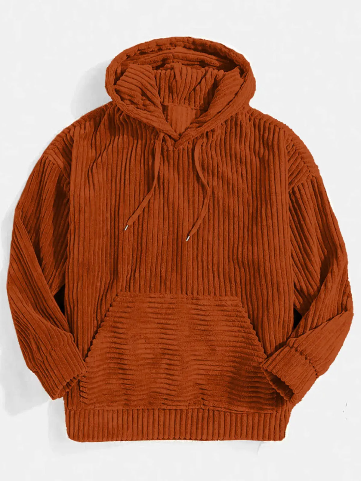 Men's Full Size Casual Corduroy Hoodie Plus Size by Trendsi