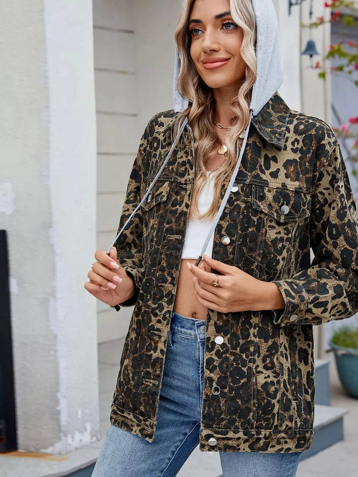 Button Up Long Sleeve Denim Jacket by Partner Label