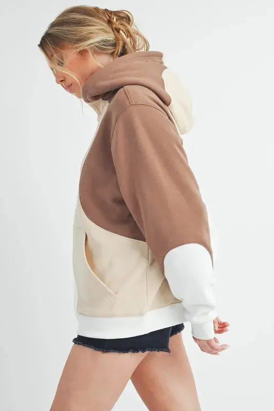 Aemi + Co Color Block Hoodie with Kangaroo Pocket by Partner Label