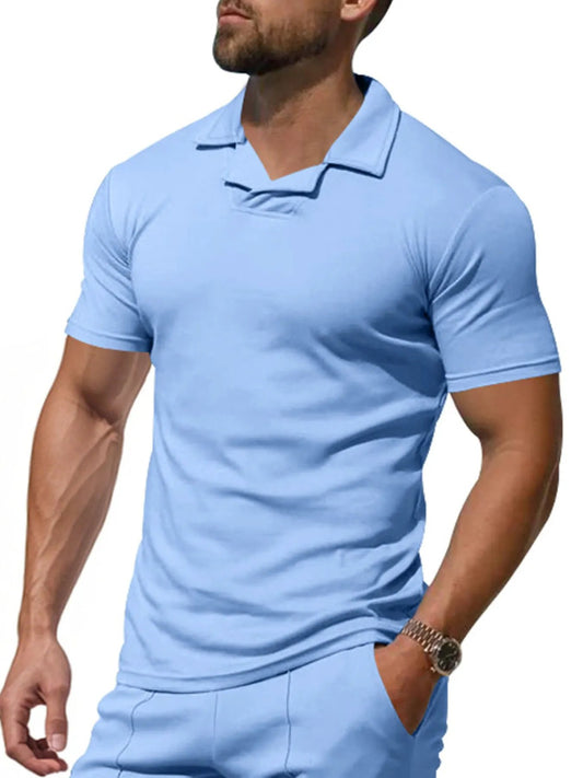 Men's Full Size Casual Short Sleeve Polo Plus Size by Trendsi