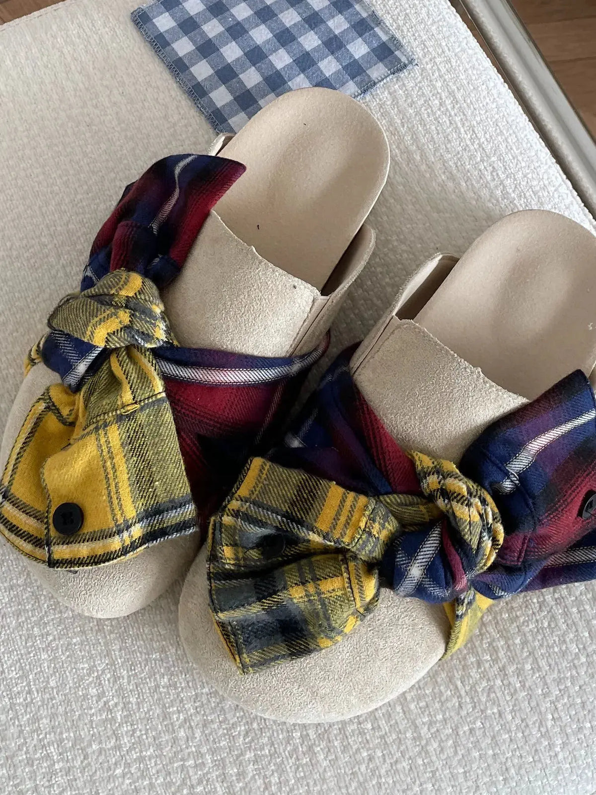 Bow-Knot Plaid Comfort Slip-Ons by Partner Label
