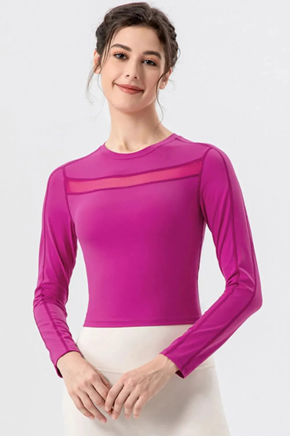 Round Neck Long Sleeve Active T-Shirt by Partner Label