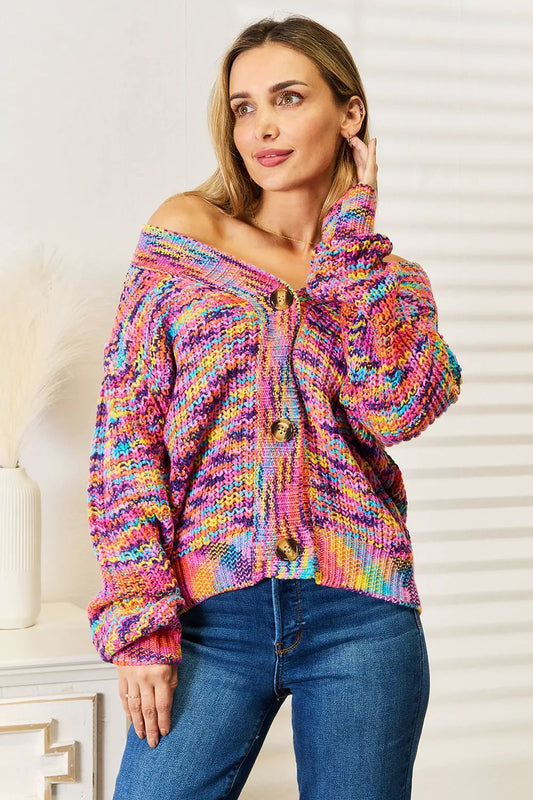 Angel Wings Woven Right V-Neck Long Sleeve Cardigan by Angel Wings