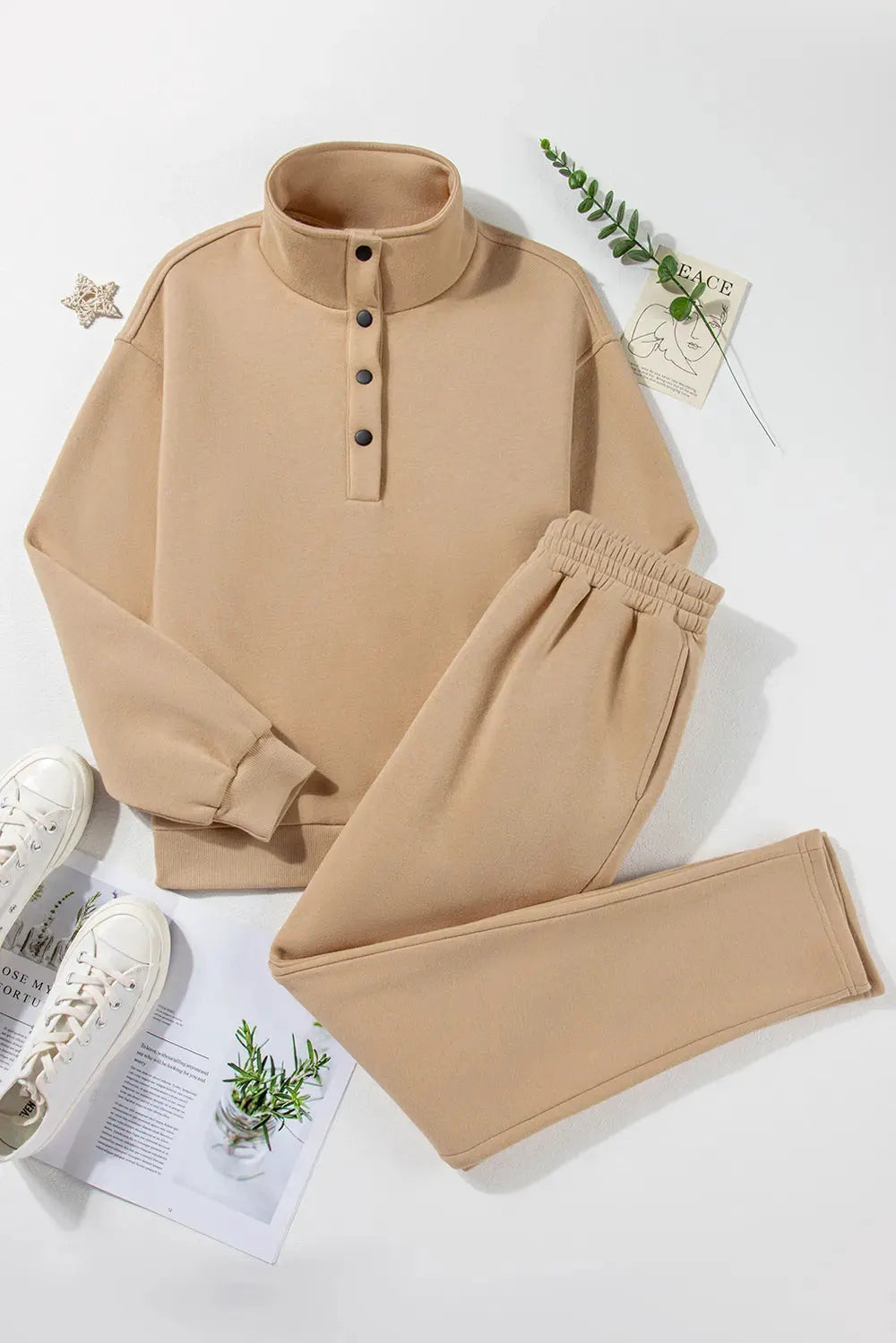 Half Snap Turtleneck Top and Pants Active Set by Partner Label