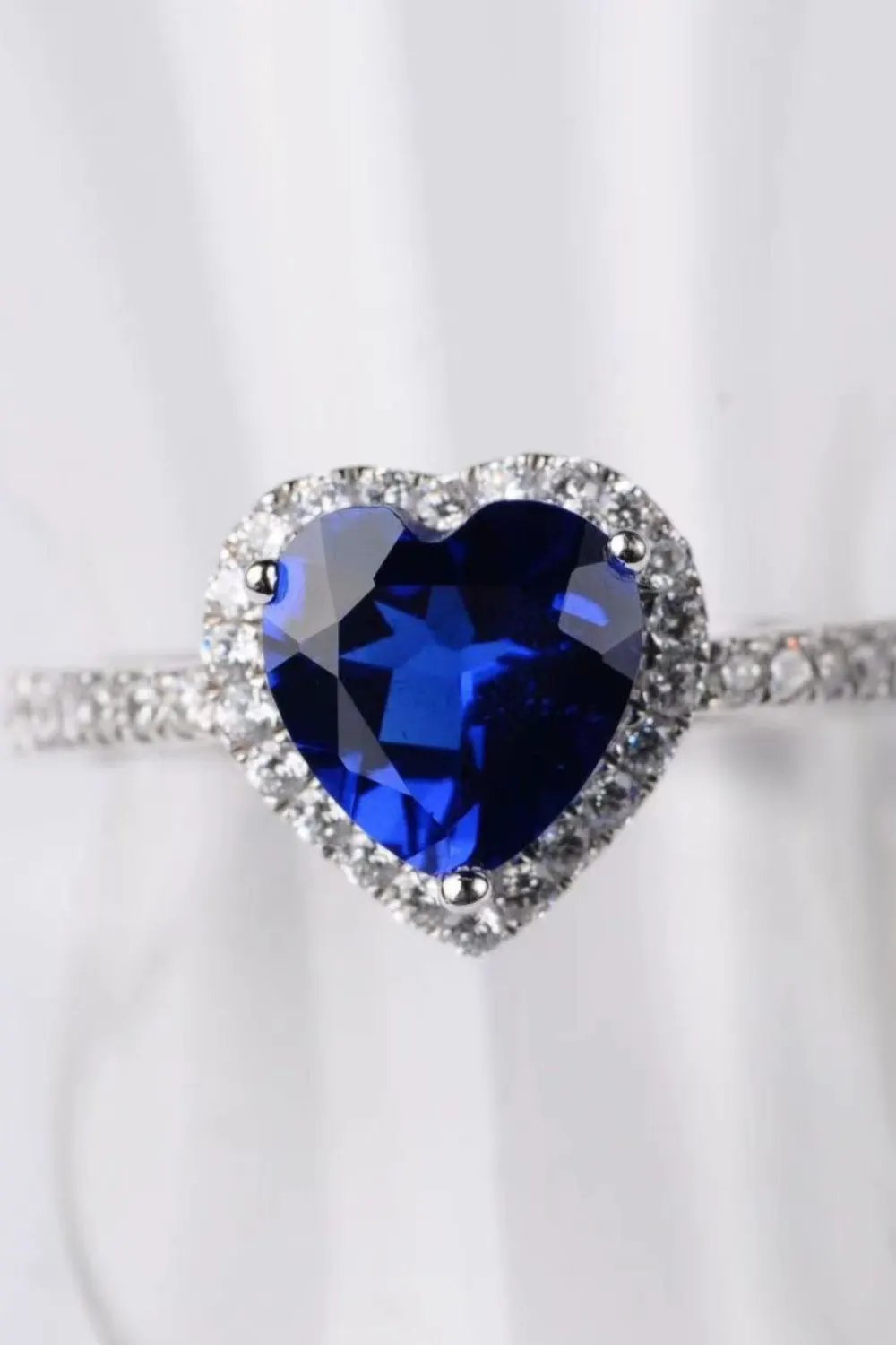 2 Carat Moissanite Heart-Shaped Side Stone Ring by Partner Label